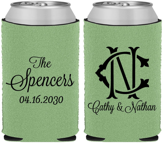 Custom Wedding Neoprene Can Coolers - Two Letter Monogram | 808