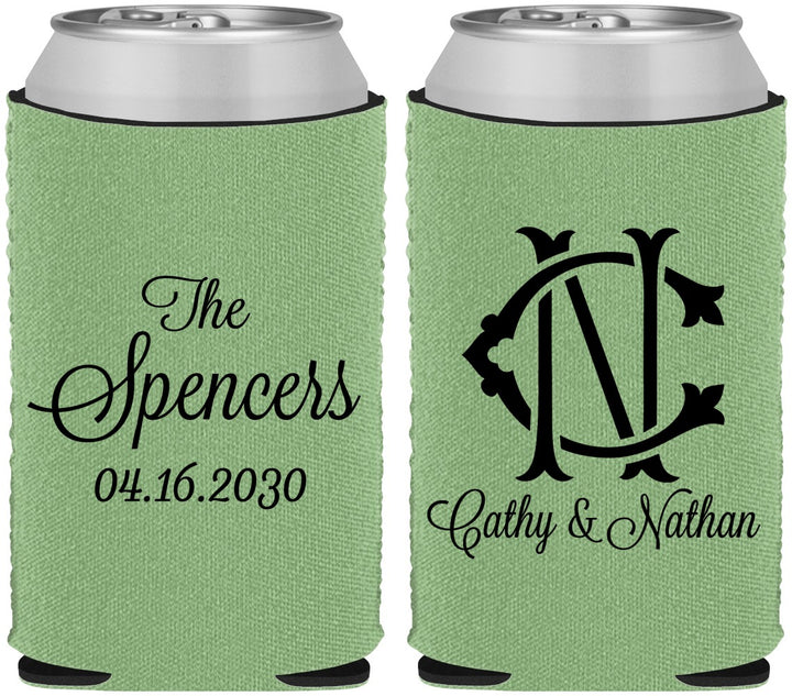 Custom Wedding Neoprene Can Coolers - Two Letter Monogram | 808