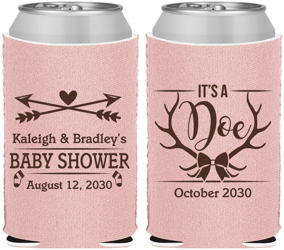 Custom Baby Shower Neoprene Can Coolers - It’s A Doe Antler | 90001
