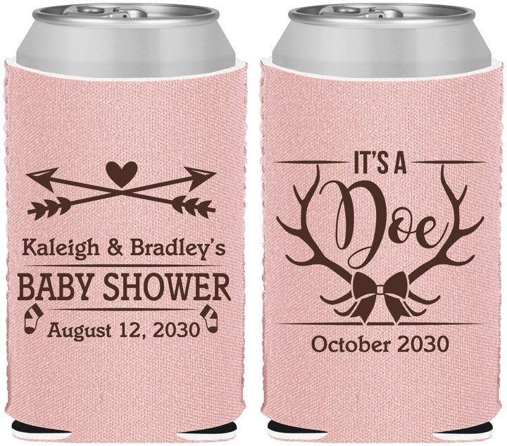 Custom Baby Shower Neoprene Can Coolers - It’s A Doe Antler | 90001