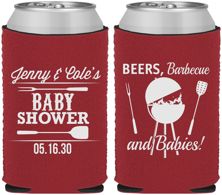 Custom Baby Shower Neoprene Can Coolers - Beers Bbq Babies | 90006