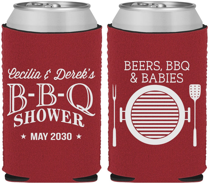 Custom Baby Shower Neoprene Can Coolers - Beers Bbq Babies | 90007
