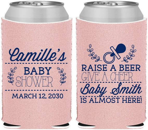 Custom Baby Shower Neoprene Can Coolers - Raise A Beer | 90008