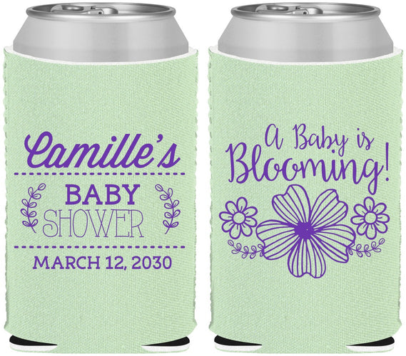 Custom Baby Shower Neoprene Can Coolers - Blooming | 90009
