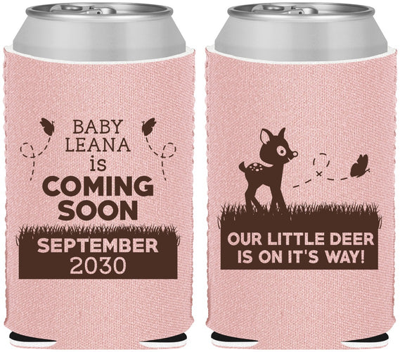 Custom Baby Shower Neoprene Can Coolers - Little Deer On The Way | 90011
