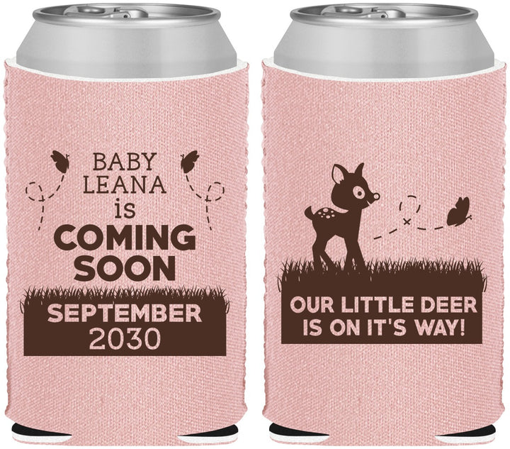 Custom Baby Shower Neoprene Can Coolers - Little Deer On The Way | 90011