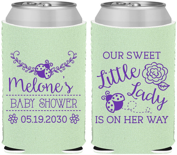 Custom Baby Shower Neoprene Can Coolers - Little Lady On The Way | 90021