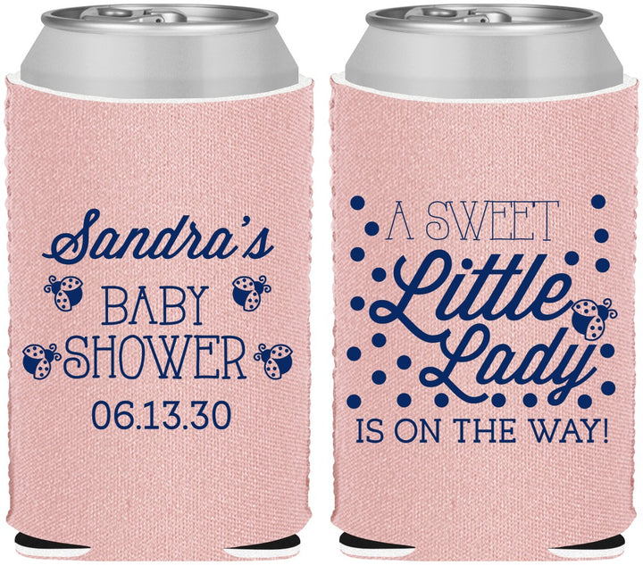 Custom Baby Shower Neoprene Can Coolers - Sweet Little Lady | 90024
