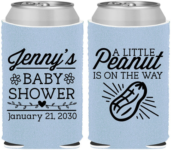 Custom Baby Shower Neoprene Can Coolers - Peanut On The Way | 90025