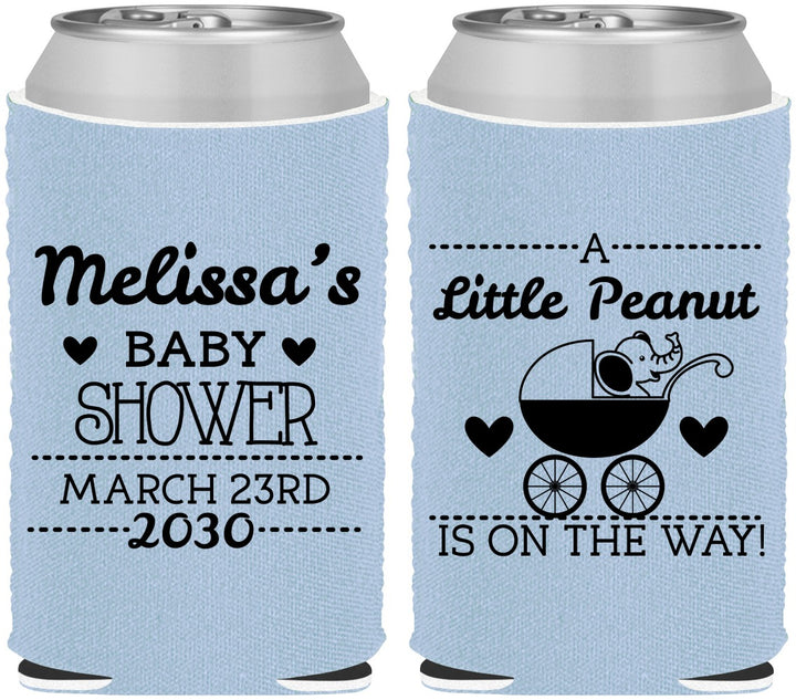 Custom Baby Shower Neoprene Can Coolers - Peanut On The Way | 90028