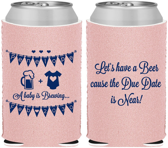 Custom Baby Shower Neoprene Can Coolers - Beer Due Date Is Near | 90032