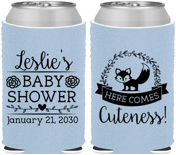 Custom Baby Shower Neoprene Can Coolers - Fox Cuteness | 90036