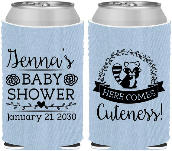 Custom Baby Shower Neoprene Can Coolers - Racoon Cuteness | 90037