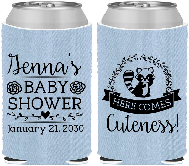 Custom Baby Shower Neoprene Can Coolers - Racoon Cuteness | 90037