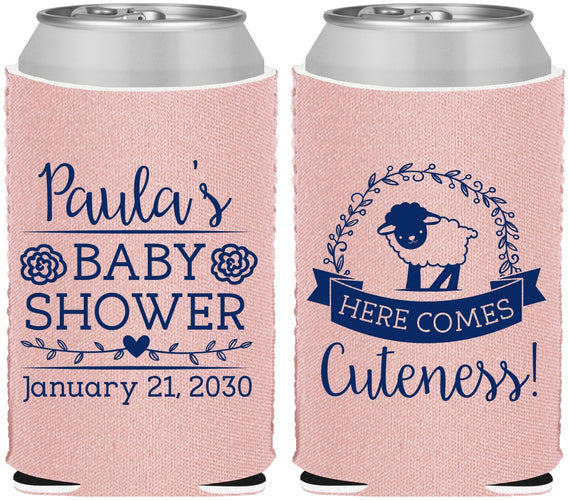 Custom Baby Shower Neoprene Can Coolers - Lamb Cuteness | 90038