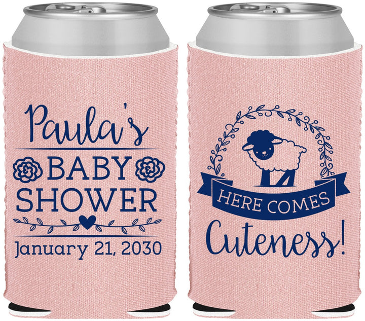 Custom Baby Shower Neoprene Can Coolers - Lamb Cuteness | 90038