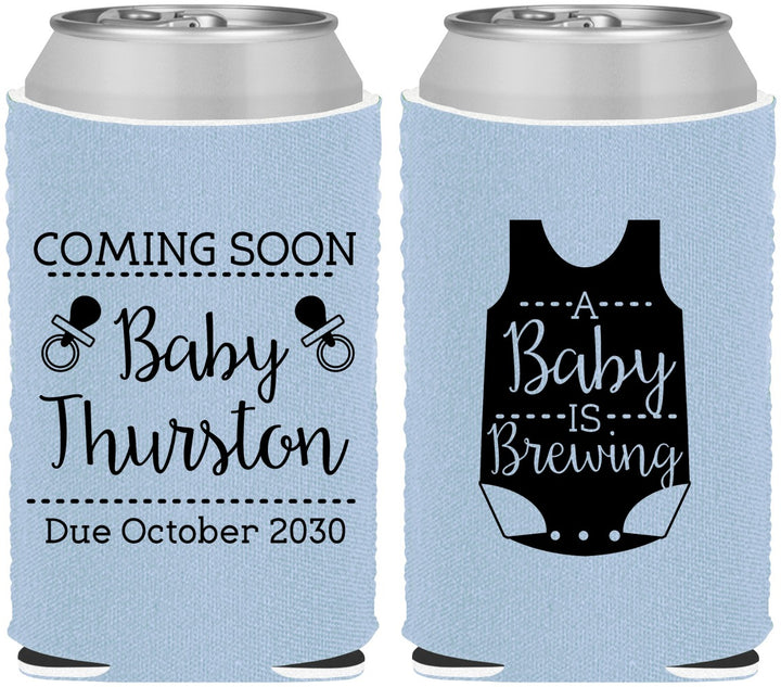 Custom Baby Shower Neoprene Can Coolers - Baby Is Brewing | 90039