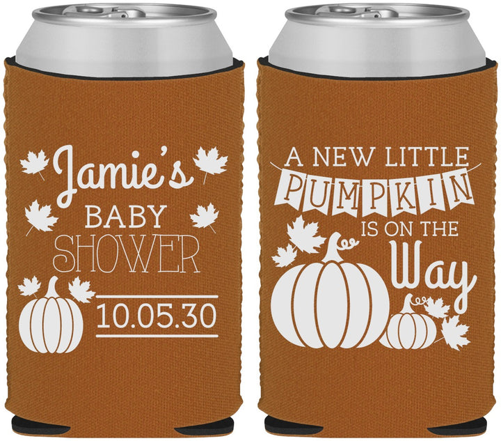 Custom Baby Shower Neoprene Can Coolers - Pumpkin On The Way | 90042