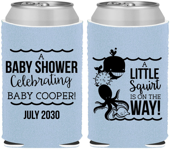 Custom Baby Shower Neoprene Can Coolers - Little Squirt On The Way | 90045
