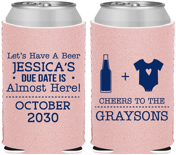 Custom Baby Shower Neoprene Can Coolers - Due Date Almost Here | 90052