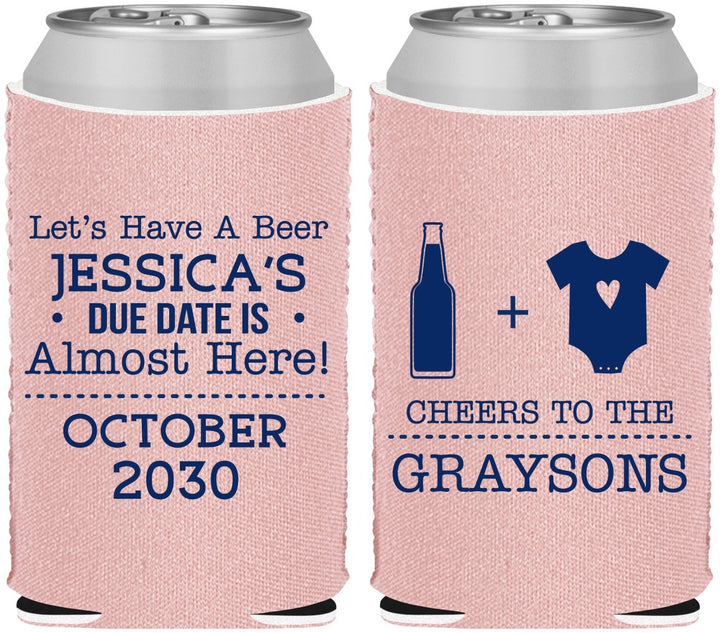 Custom Baby Shower Neoprene Can Coolers - Due Date Almost Here | 90052