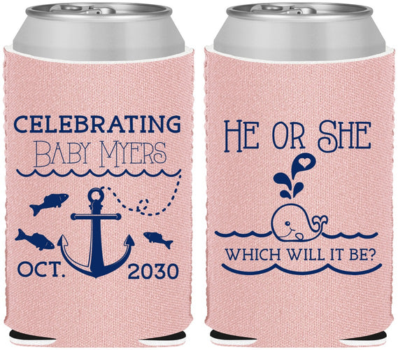 Custom Baby Shower Neoprene Can Coolers - Gender Reveal Whale | 90053