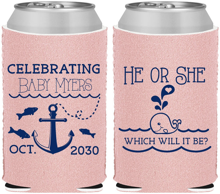 Custom Baby Shower Neoprene Can Coolers - Gender Reveal Whale | 90053