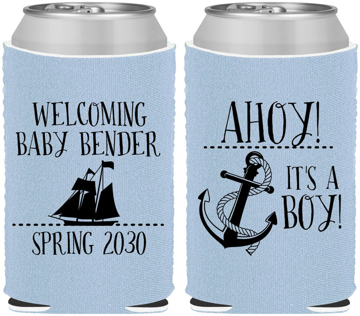 Custom Baby Shower Neoprene Can Coolers - Nautical Ahoy It’s A Boy | 90055