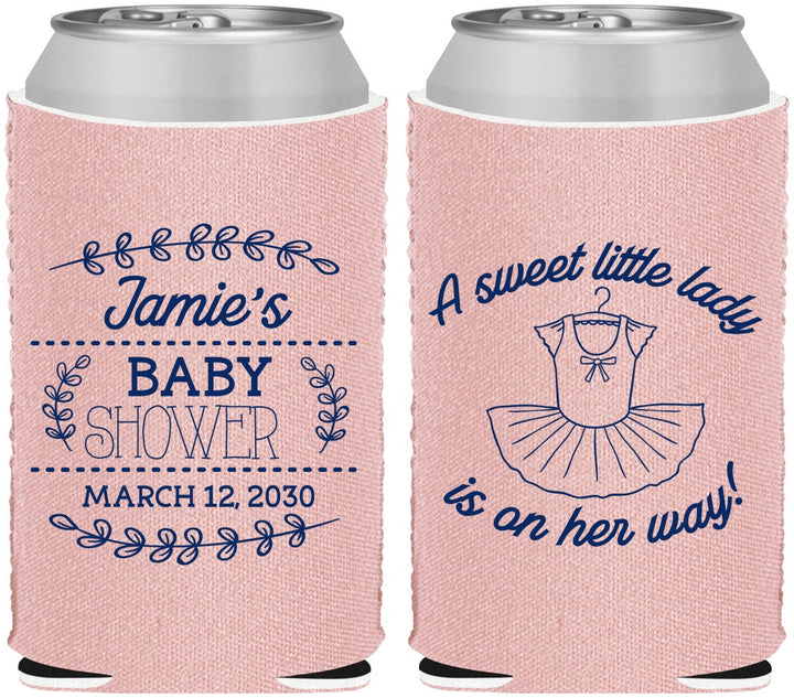 Custom Baby Shower Neoprene Can Coolers - Sweet Little Lady | 90061