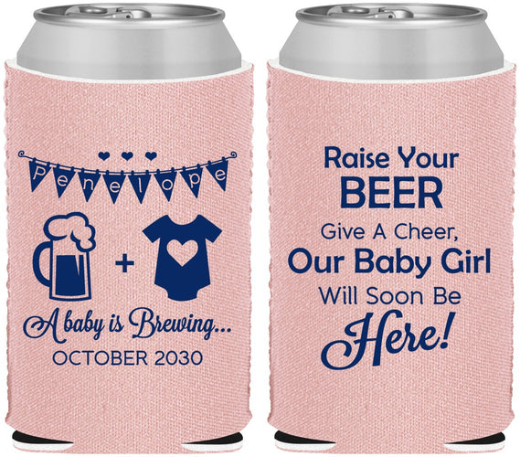Custom Baby Shower Neoprene Can Coolers - Raise Your Beer | 90065