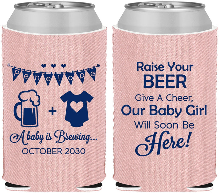 Custom Baby Shower Neoprene Can Coolers - Raise Your Beer | 90065