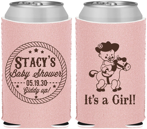 Custom Baby Shower Neoprene Can Coolers - Horse It’s A Girl | 90077