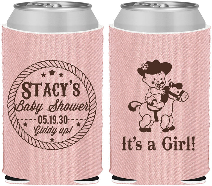 Custom Baby Shower Neoprene Can Coolers - Horse It’s A Girl | 90077