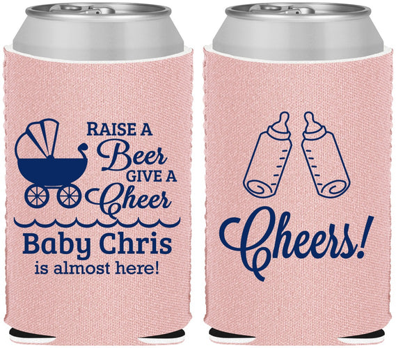 Custom Baby Shower Neoprene Can Coolers - Raise A Beer | 90081