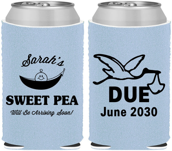 Custom Baby Shower Neoprene Can Coolers - Sweat Pea Stork | 90084