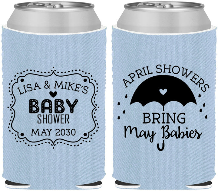 Custom Baby Shower Neoprene Can Coolers - April Showers May Babies | 90096