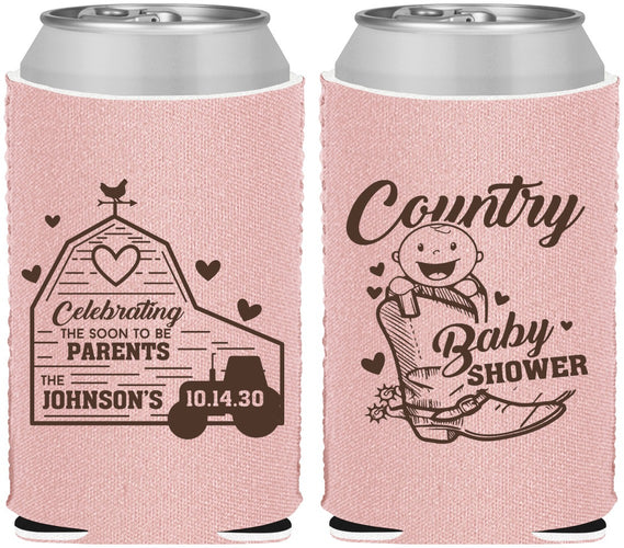 Custom Baby Shower Neoprene Can Coolers - Farm Tractor Country | 90102