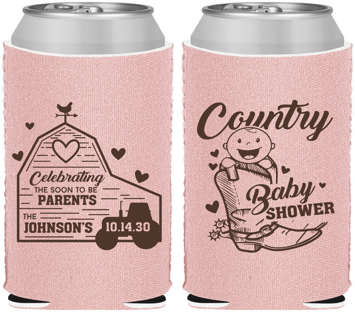 Custom Baby Shower Neoprene Can Coolers - Farm Tractor Country | 90102