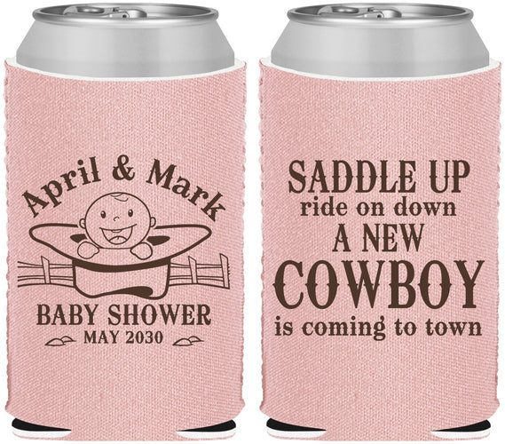 Custom Baby Shower Neoprene Can Coolers - New Cowboy | 90104