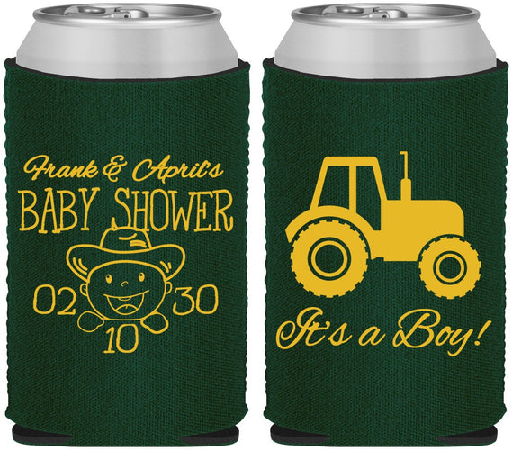 Custom Baby Shower Neoprene Can Coolers - Tractor | 90109