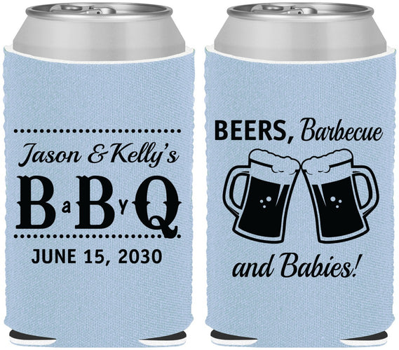 Custom Baby Shower Neoprene Can Coolers - Beers Bbq Babies | 90111