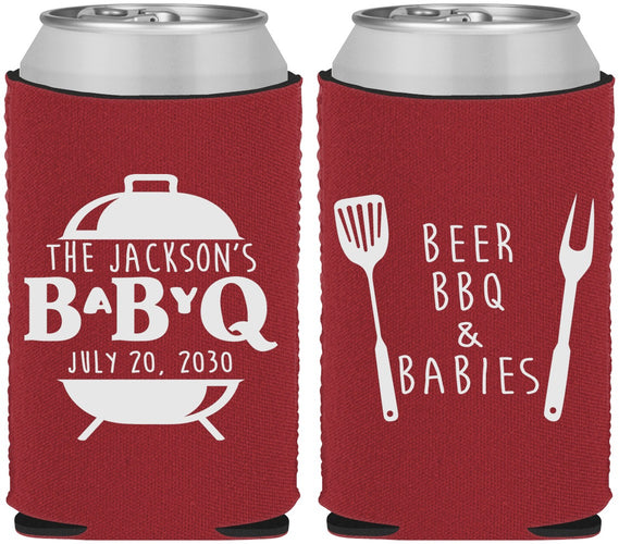 Custom Baby Shower Neoprene Can Coolers - Beers Bbq Babies | 90112