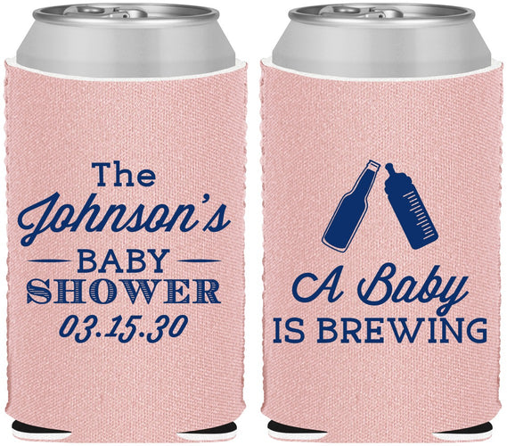 Custom Baby Shower Neoprene Can Coolers - Baby Is Brewing | 90116