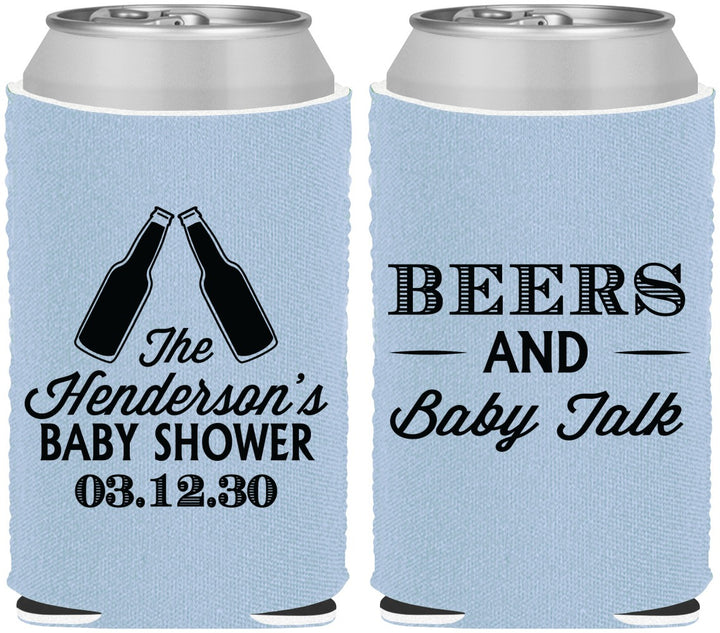 Custom Baby Shower Neoprene Can Coolers - Beers And Baby Talk | 90117