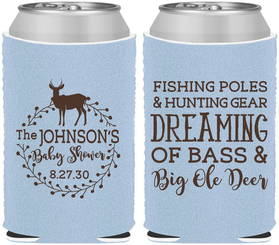 Custom Baby Shower Neoprene Can Coolers - Fishing Hunting | 90119