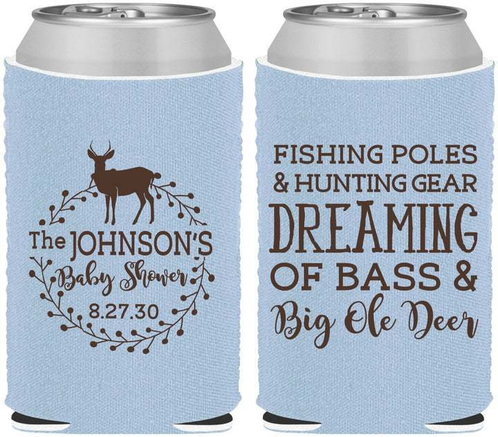 Custom Baby Shower Neoprene Can Coolers - Fishing Hunting | 90119
