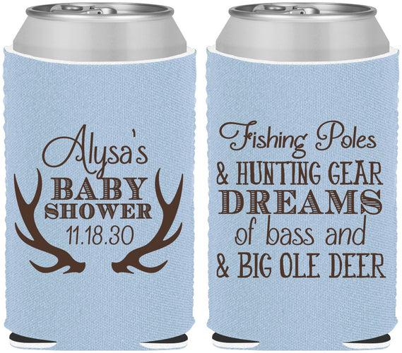 Custom Baby Shower Neoprene Can Coolers - Bass Deer | 90120