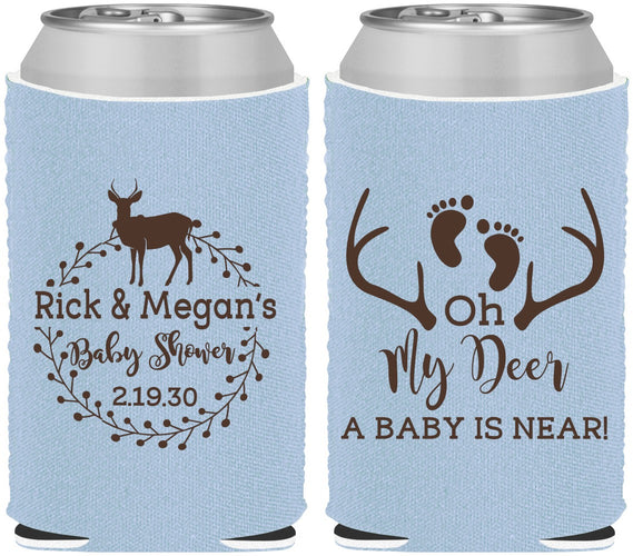 Custom Baby Shower Neoprene Can Coolers - Oh My Deer | 90123