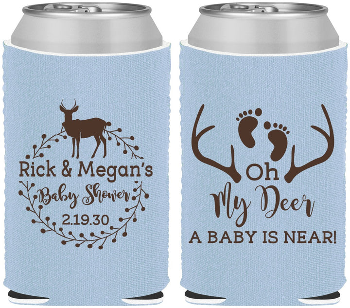 Custom Baby Shower Neoprene Can Coolers - Oh My Deer | 90123