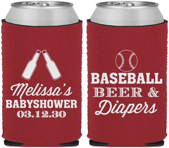 Custom Baby Shower Neoprene Can Coolers - Baseball Beer Diapers | 90132